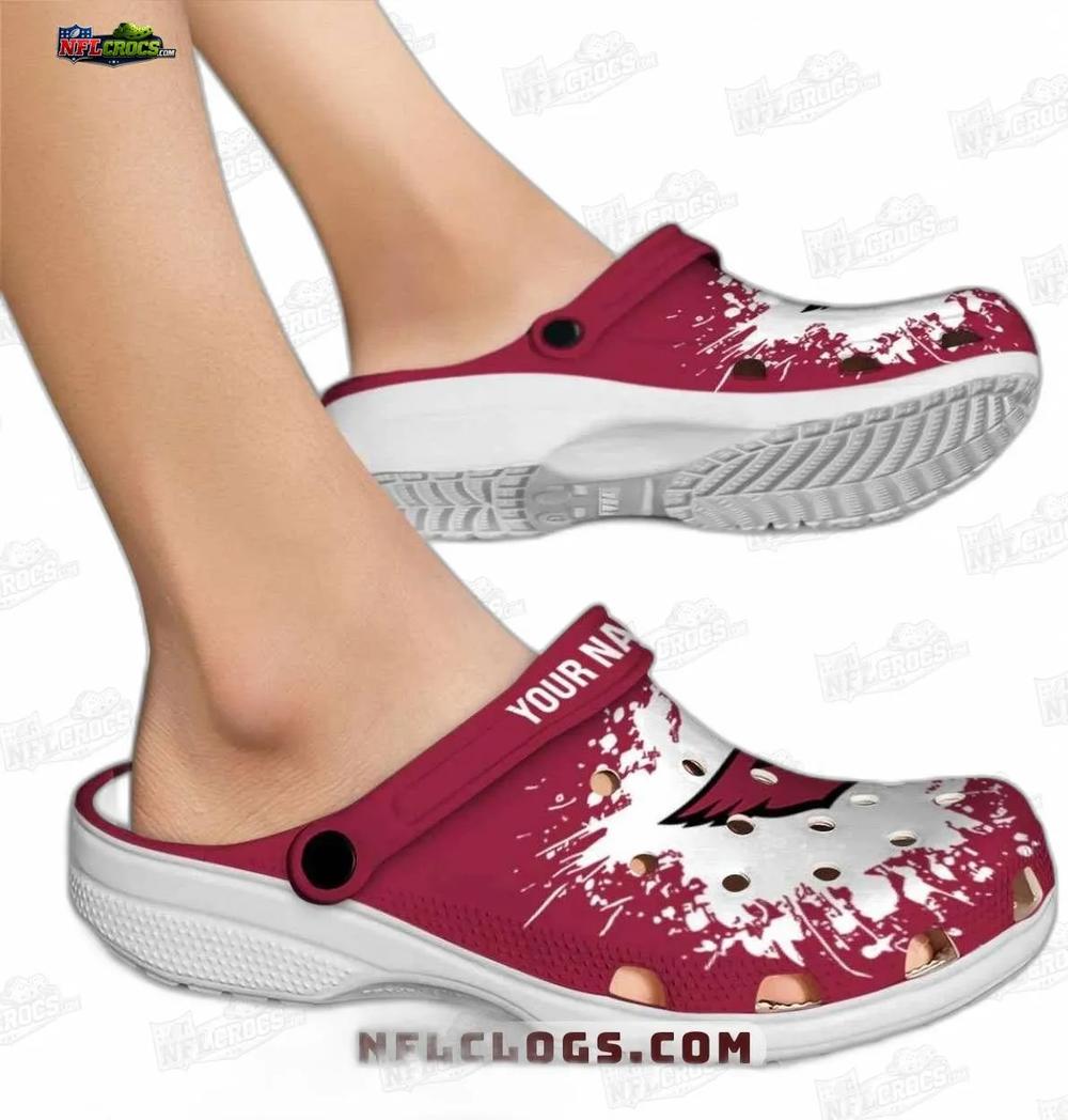 Arizona Cardinals Red Splash Crocs – Custom Name Fan Clogs Arizona Cardinals Red Splash Crocs – Custom Name Fan Clogs