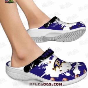 Baltimore Ravens NFL Crocs Clogs - White Paint Splash Fan Footwear 4