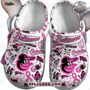 Baltimore Ravens Pink Baltimore Crossover Crocs – Baseball Graphic Fan Clogs