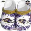 Baltimore Ravens White Strap Splatter Crocs – Custom Purple Fan Clogs
