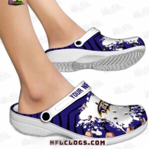 Baltimore Ravens NFL Crocs Clogs - White Strap Splatter Style Fan Footwear 1