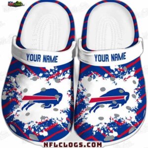 Buffalo Bills NFL Crocs Clogs - White Red Stripe Splatter Fan Footwear