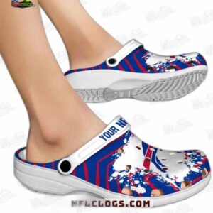 Buffalo Bills NFL Crocs Clogs - White Red Stripe Splatter Fan Footwear 1