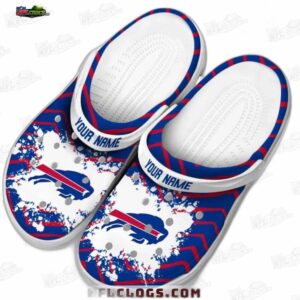 Buffalo Bills NFL Crocs Clogs - White Red Stripe Splatter Fan Footwear 2