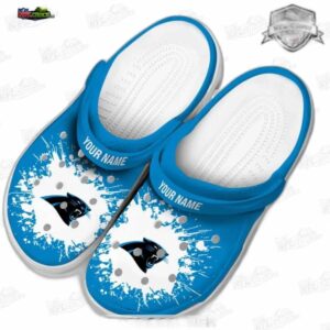 Carolina Panthers NFL Crocs Clogs - White Splash Paint Fan Footwear 2
