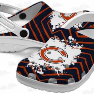 Chicago Bears NFL Crocs Clogs - White Splatter Navy Stripe Fan Footwear 2