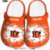 Denver Broncos Navy Splash Crocs – Custom Orange Strap Fan Clogs