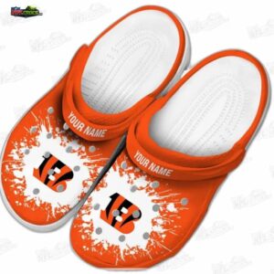 Cincinnati Bengals NFL Crocs Clogs - White Paint Burst Fan Footwear 2