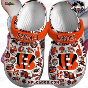 Cincinnati Bengals Who Dey Collage Crocs – Orange White Fan Clogs