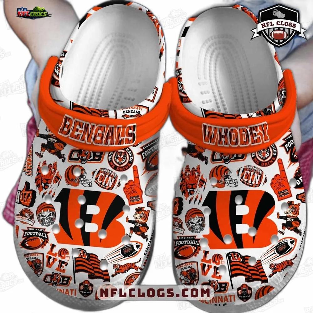 Cincinnati Bengals Who Dey Collage Crocs – Orange White Fan Clogs Cincinnati Bengals Who Dey Collage Crocs – Orange White Fan Clogs
