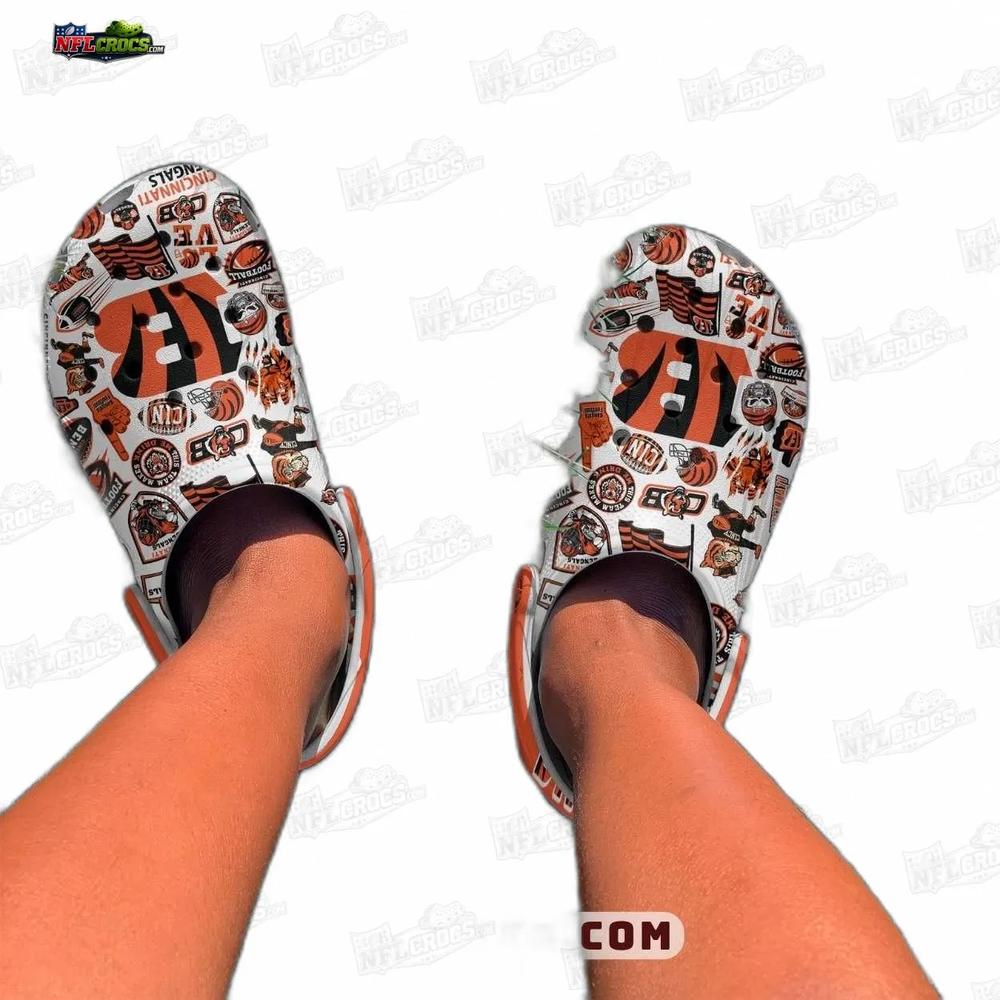Cincinnati Bengals Who Dey Collage Crocs – Orange White Fan Clogs Cincinnati Bengals Who Dey Collage Crocs – Orange White Fan Clogs