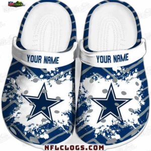 Dallas Cowboys Star Splatter Crocs – Custom White Strap Fan Clogs