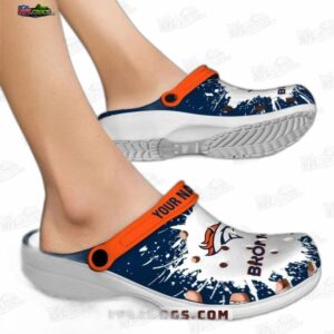 Denver Broncos NFL Crocs Clogs - White Paint Splatter Fan Footwear 1