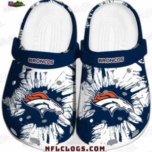 Denver Broncos Navy White Splatter Crocs – Horse Logo Fan Clogs