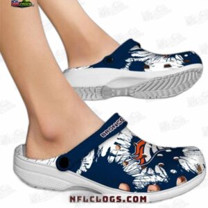 Denver Broncos NFL Crocs Clogs - White and Blue Splatter Style Fan Footwear 1