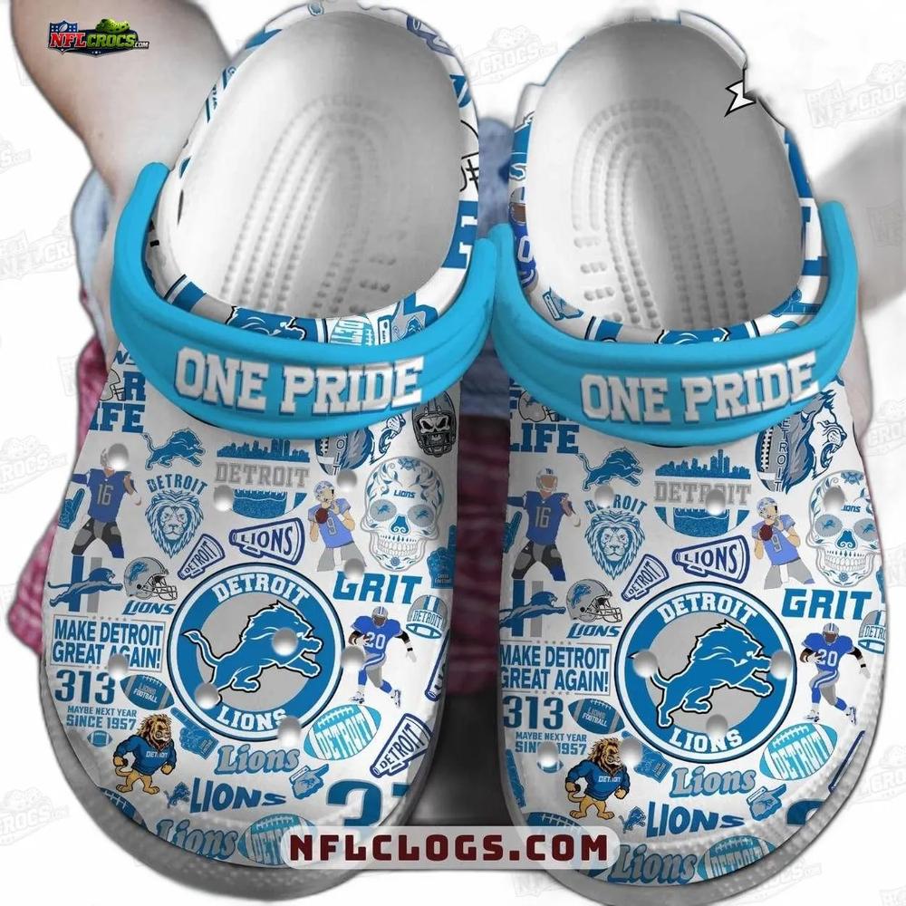Detroit Lions One Pride Collage Crocs – Blue Graphic Fan Clogs Detroit Lions One Pride Collage Crocs – Blue Graphic Fan Clogs
