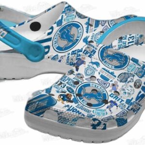 Detroit Lions NFL Crocs Clogs - With One Pride Circle Emblem Graphics Fan Footwear 1