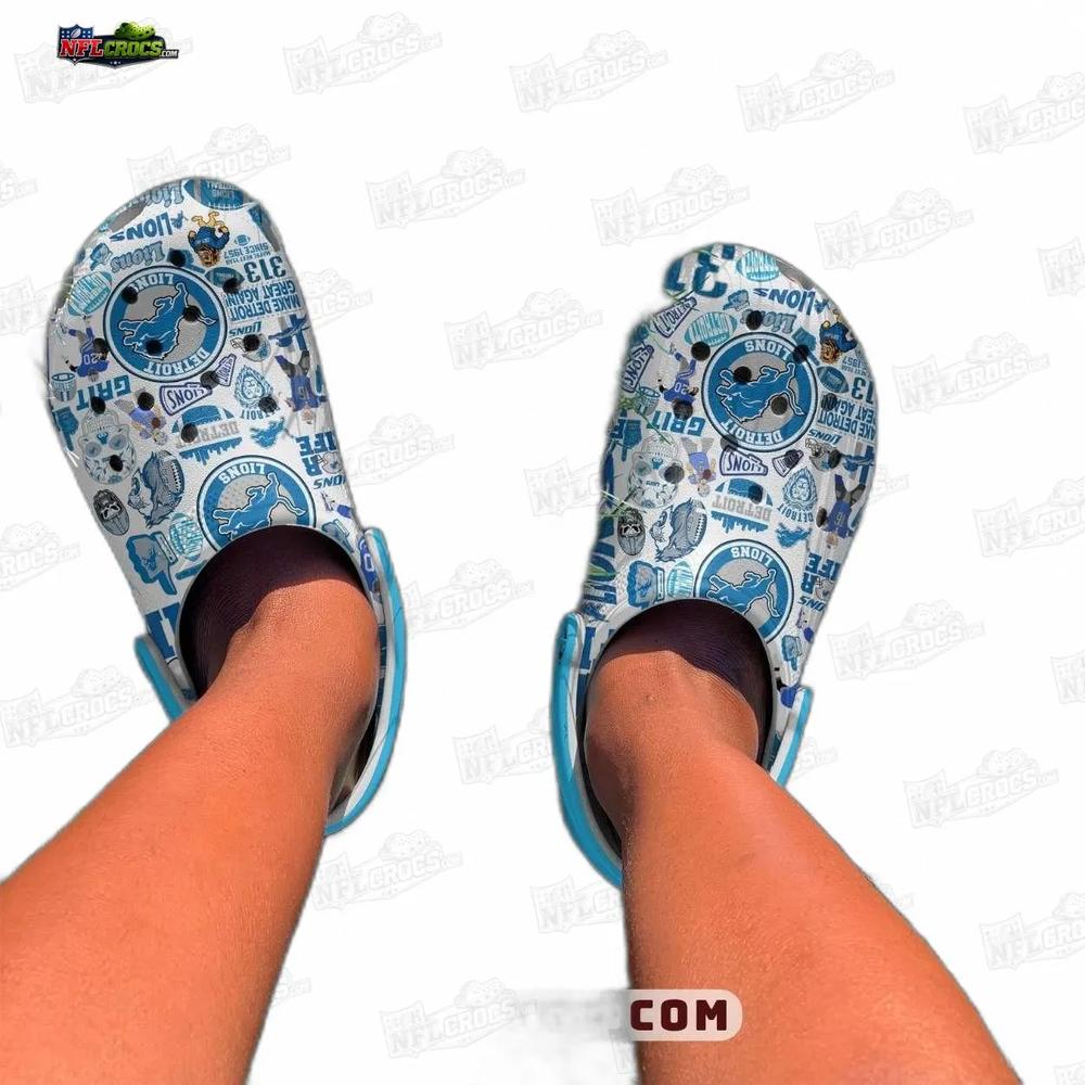Detroit Lions One Pride Collage Crocs – Blue Graphic Fan Clogs Detroit Lions One Pride Collage Crocs – Blue Graphic Fan Clogs