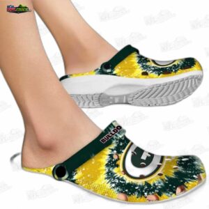 Green Bay Packers NFL Crocs Clogs - Yellow Tie Dye Splash Fan Footwear 1