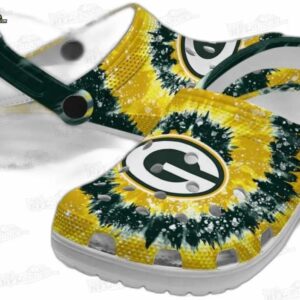 Green Bay Packers NFL Crocs Clogs - Yellow Tie Dye Splash Fan Footwear 2