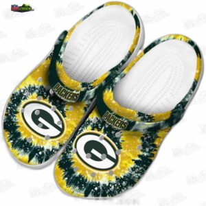 Green Bay Packers NFL Crocs Clogs - Yellow Tie Dye Splash Fan Footwear 3