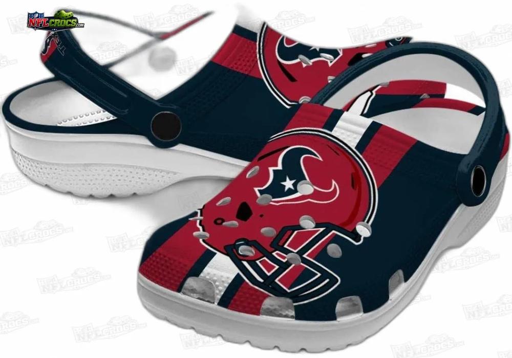 Houston Texans Red Helmet Crocs – Navy Football Graphic Fan Clogs Houston Texans Red Helmet Crocs – Navy Football Graphic Fan Clogs