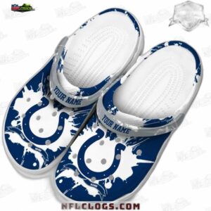 Indianapolis Colts NFL Crocs Clogs - White Splash with Gray Strap Fan Footwear 1