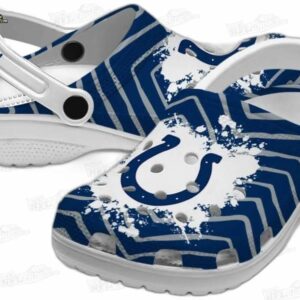 Indianapolis Colts NFL Crocs Clogs - White Strap with Zigzag and Splatter Logo Fan Footwear 2