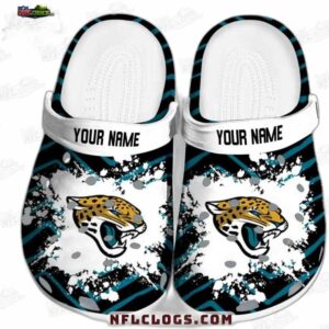 Jacksonville Jaguars Teal Black Splash Crocs – Personalized Logo Fan Clogs
