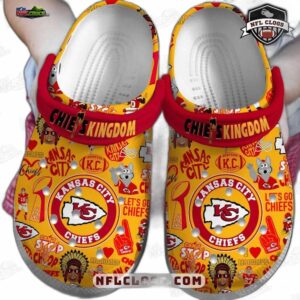 Kansas City Chiefs Kingdom Collage Crocs – Yellow Red Fan Clogs