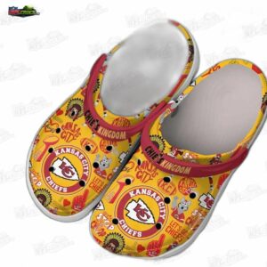 Kansas City Chiefs NFL Crocs Clogs - Yellow Kingdom Mascot Print Fan Footwear 1