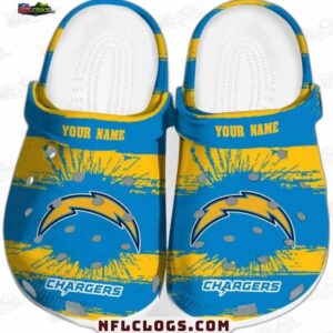 Los Angeles Chargers NFL Crocs Clogs - Yellow and Blue Stripe Splash LA Fan Footwear