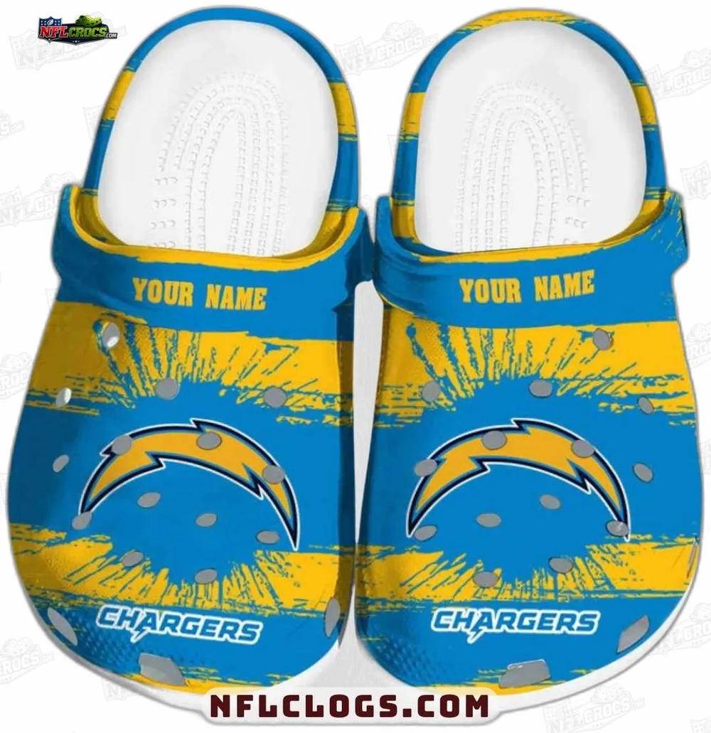 Los Angeles Chargers Yellow Blue Splash Crocs – Personalized Bolt Fan Clogs Los Angeles Chargers Yellow Blue Splash Crocs – Personalized Bolt Fan Clogs