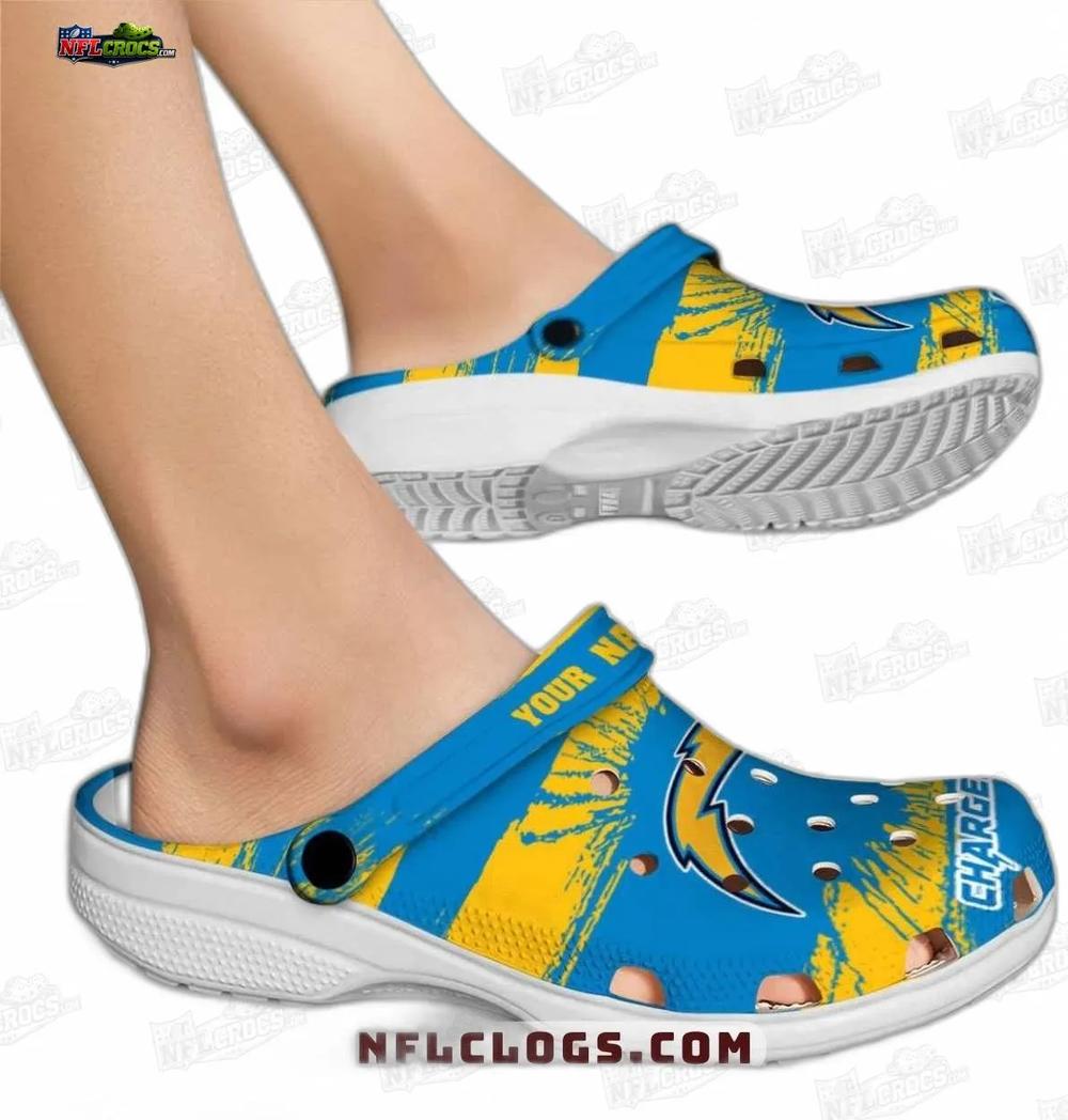 Los Angeles Chargers Yellow Blue Splash Crocs – Personalized Bolt Fan Clogs Los Angeles Chargers Yellow Blue Splash Crocs – Personalized Bolt Fan Clogs
