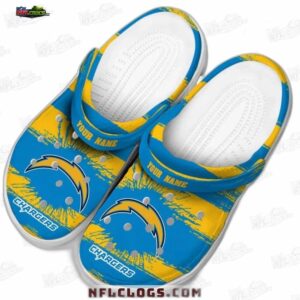 Los Angeles Chargers NFL Crocs Clogs - Yellow and Blue Stripe Splash LA Fan Footwear 2