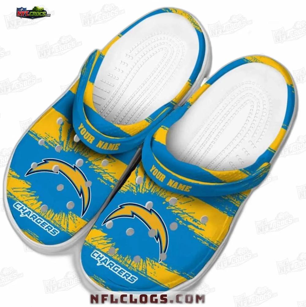 Los Angeles Chargers Yellow Blue Splash Crocs – Personalized Bolt Fan Clogs Los Angeles Chargers Yellow Blue Splash Crocs – Personalized Bolt Fan Clogs