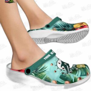 Miami Dolphins NFL Crocs Clogs - Tropical Flower Print Fan Footwear 1