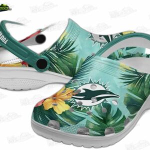 Miami Dolphins NFL Crocs Clogs - Tropical Flower Print Fan Footwear 2