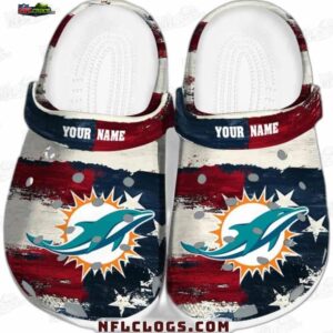 Miami Dolphins NFL Crocs Clogs - USA Flag Style Fan Footwear