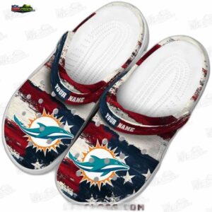 Miami Dolphins NFL Crocs Clogs - USA Flag Style Fan Footwear 2