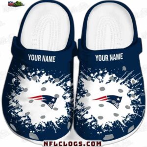 New England Patriots White Paint Splash Crocs – Personalized Fan Clogs