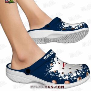 New England Patriots NFL Crocs Clogs - White Paint Splash Fan Footwear 1