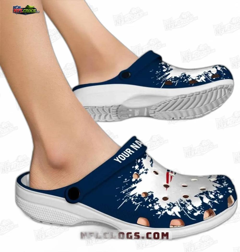 New England Patriots White Paint Splash Crocs – Personalized Fan Clogs New England Patriots White Paint Splash Crocs – Personalized Fan Clogs