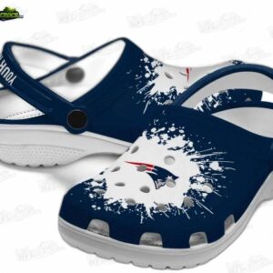 New England Patriots NFL Crocs Clogs - White Paint Splash Fan Footwear 2