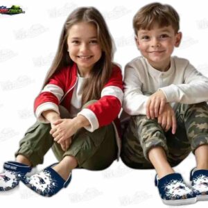 New England Patriots NFL Crocs Clogs - White Paint Splash Fan Footwear 5