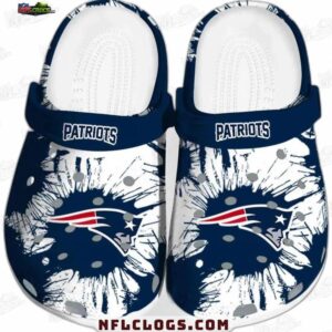 New England Patriots NFL Crocs Clogs - White Splash Burst Fan Footwear