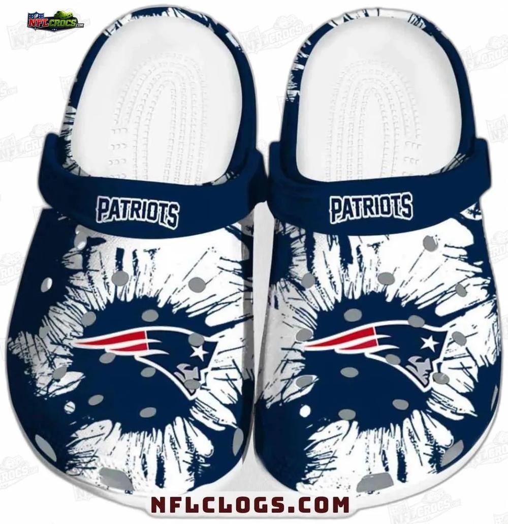 New England Patriots White Splash Burst Crocs – Navy Logo Fan Clogs New England Patriots White Splash Burst Crocs – Navy Logo Fan Clogs