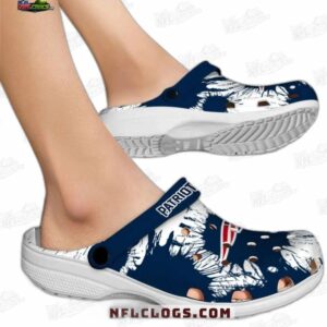 New England Patriots NFL Crocs Clogs - White Splash Burst Fan Footwear 1