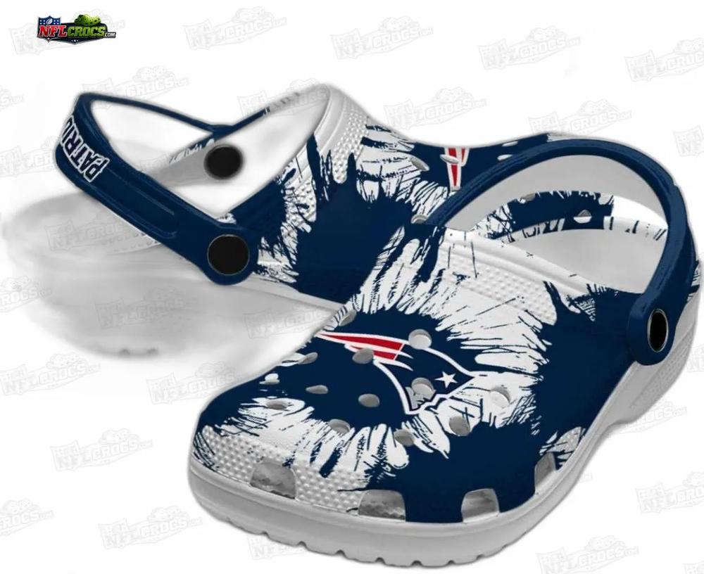 New England Patriots White Splash Burst Crocs – Navy Logo Fan Clogs New England Patriots White Splash Burst Crocs – Navy Logo Fan Clogs