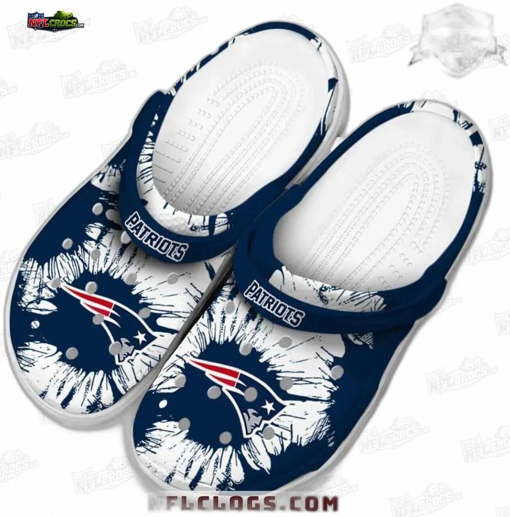 New England Patriots White Splash Burst Crocs – Navy Logo Fan Clogs New England Patriots White Splash Burst Crocs – Navy Logo Fan Clogs